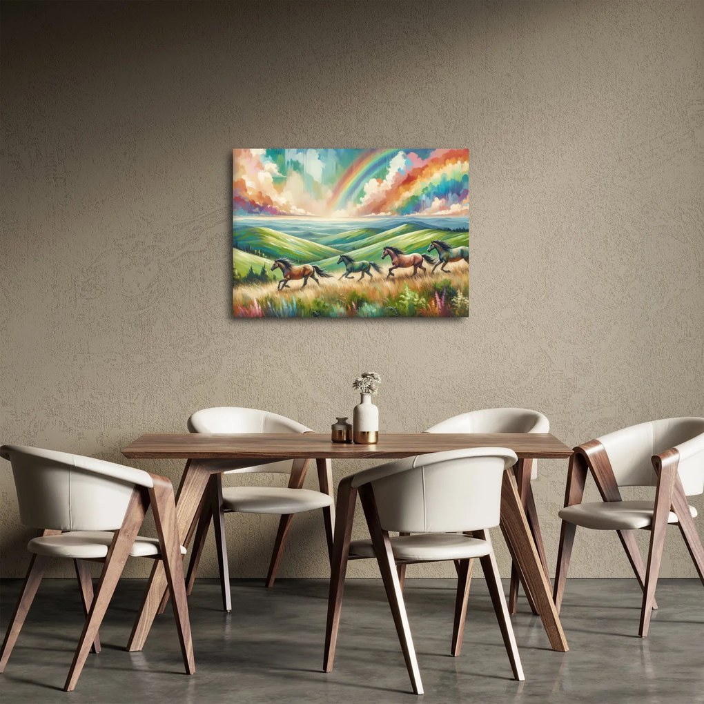 Kép – Vágtázó lovak a tájban (70x50 cm)