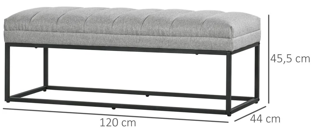 Ülőpad lenvászon hatású kárpitozott pad, 200 kg-ig terhelhető, acél, világosszürke,