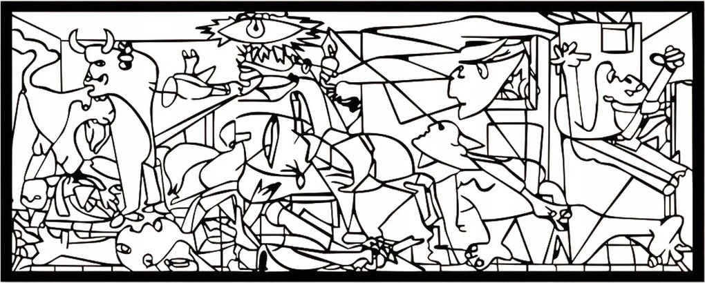 Áttört 3D kép Guernica Pablo Picasso 67x27 fali dekoráció a nappaliba