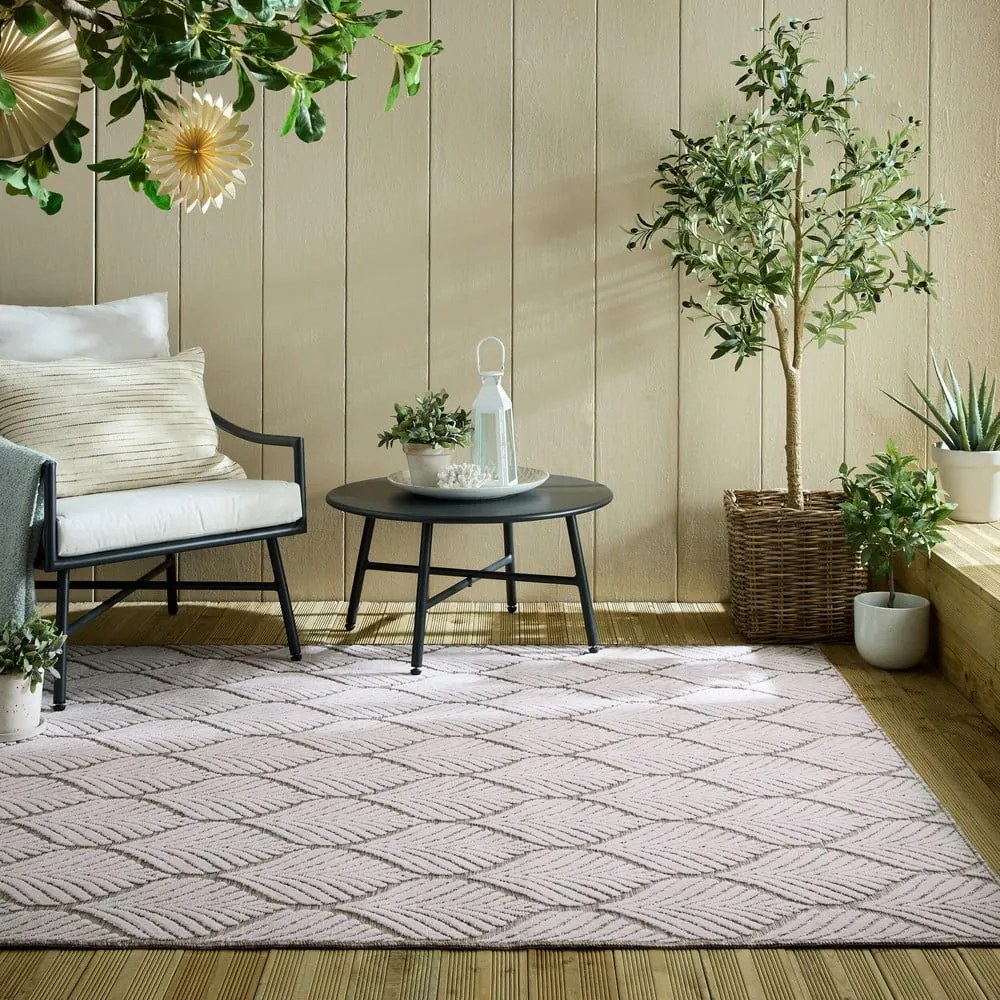 Elefántcsont színű kültéri-beltéri szőnyeg 120x170 cm Elm Leaf – Flair Rugs