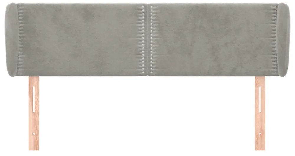 világosszürke bársony fejtámla szárnyakkal 147x23x78/88 cm