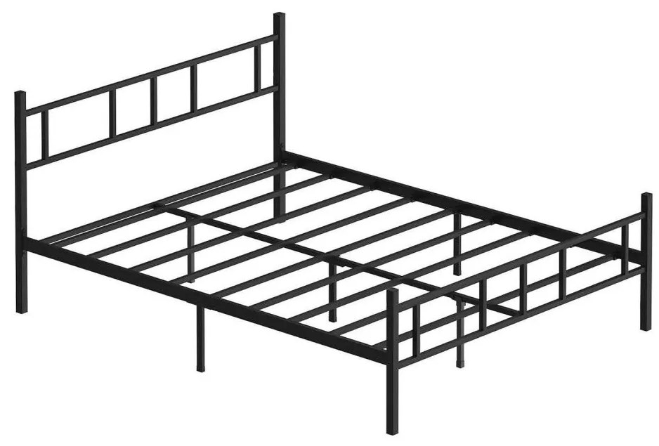 PIRON fém kétszemélyes ágy 120×200 cm, fekete, teherbírás 120 kg