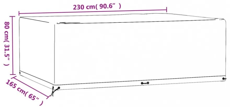 2 db téglalap alakú kerti bútorhuzat 12 fűzőlyukkal 230x165x80