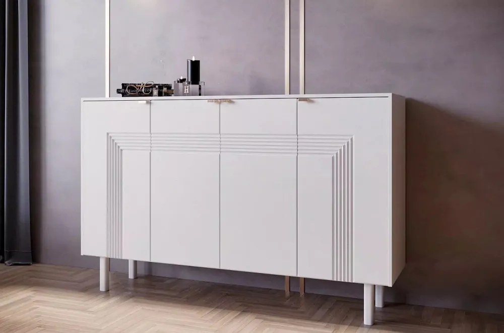 Yoko 4 ajtós komód fehér 156cm