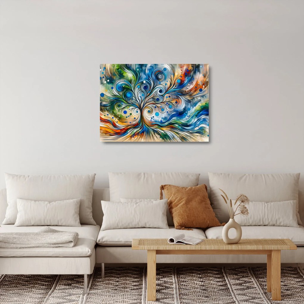 Üveg kép – Színes energikus fa (70x50 cm)
