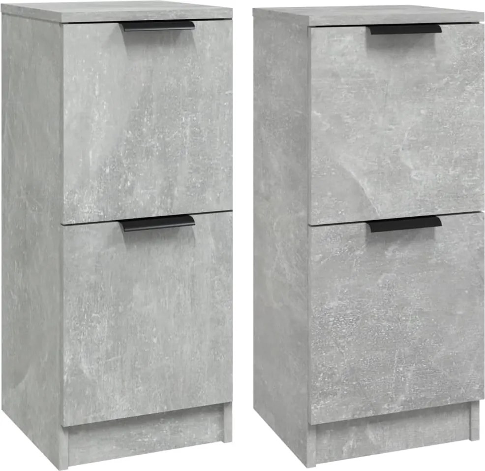 vidaXL 2 db betonszürke szerelt fa tálalószekrény 30 x 30 x 70 cm