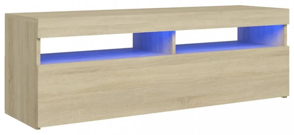 sonoma tölgy színű TV-szekrény LED-lámpákkal 120 x 35 x 40 cm