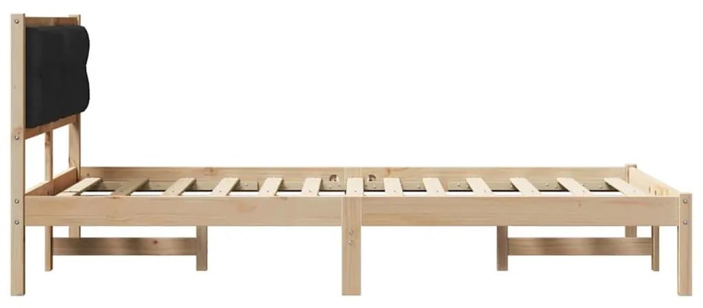 Ágykeret fejtámlával Fekete 135 x 190 cm szövet