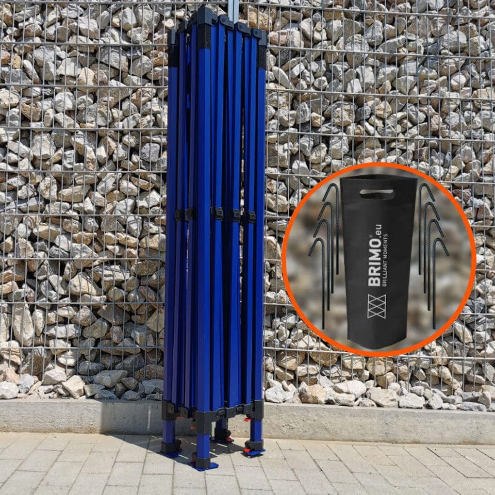 Elárusító standok 3x4,5 m, 3 fallal | Gyors felállítás, 12,5 m² - plusz 3 oldalfal - Kék