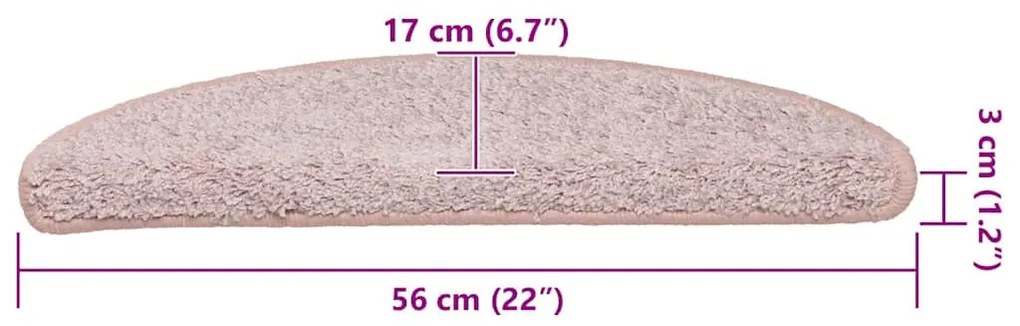 30 db világos rózsaszín félkör alakú lépcsőszőnyeg 56 x 17 x 3 cm