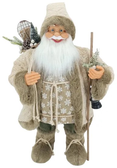 Krémszínű Karácsonyi Mikulás dekoráció 80cm