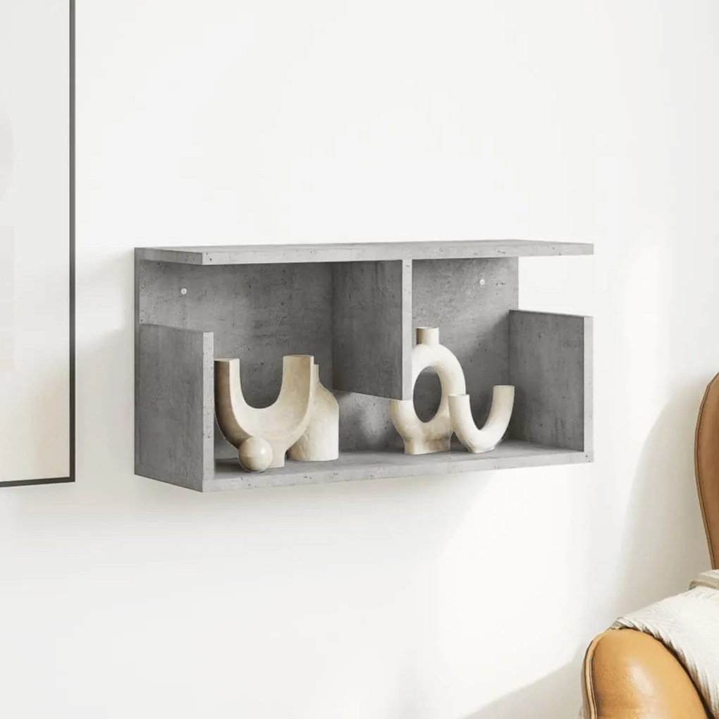 betonszürke szerelt fa faliszekrény 60 x 20 x 30 cm