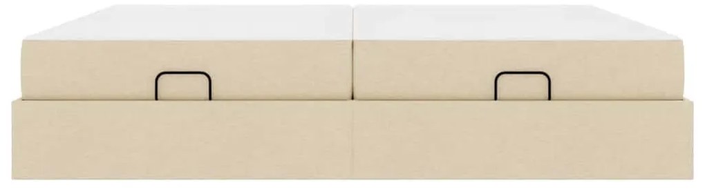 Ágykeret tárolóval Krém 200 x 200 cm szövet