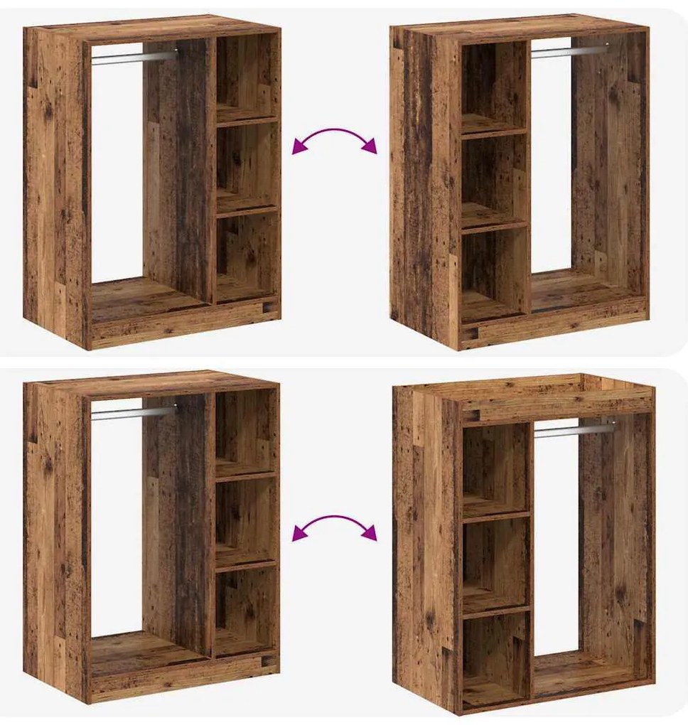 Ruhásszekrény polcokkal Régi fa 77 x 48 x 102 cm Faanyag