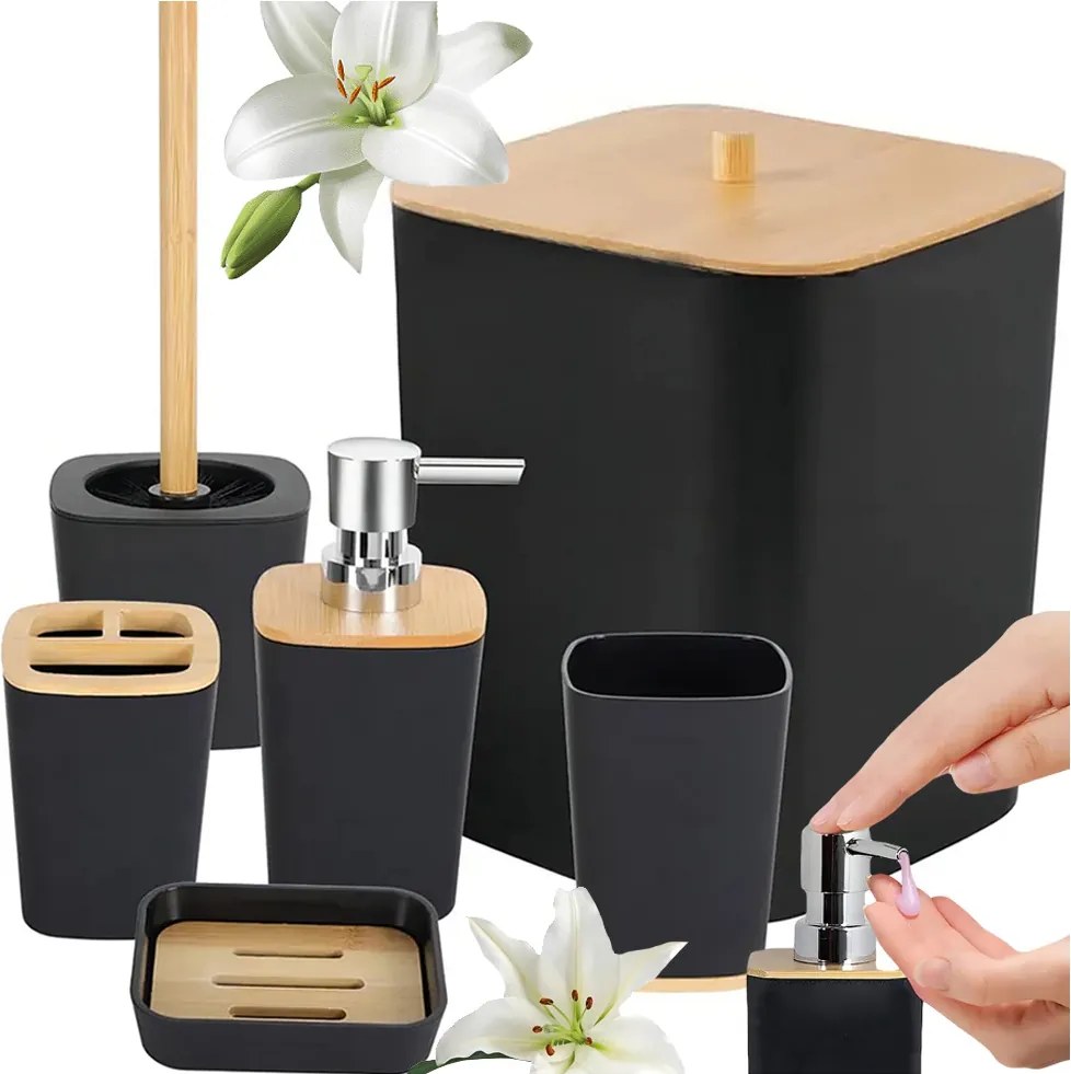 Műanyag fürdőszobai szett BATHINO 6 db - több színben Szín: Fehér