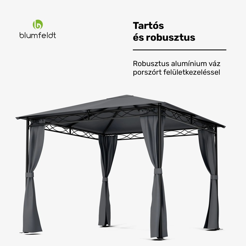 Blumfeldt Mondo, kerti pavilon, partisátor, acél, poliészter, sötétszürke