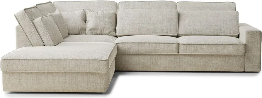 Szürkésbézs zsenília sarokkanapé (bal oldali-L alakú) Kirou – Maison de Rêve