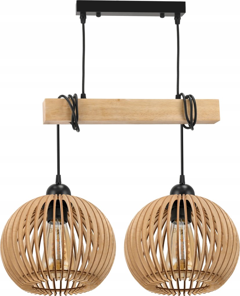 Mennyezeti Lámpa Függő Led Fa Gerenda 2x E27 Csillár Gömb Sűrű Luca