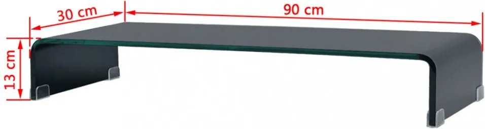 Fekete üveg TV/monitor állvány üveg 90x30x13 cm