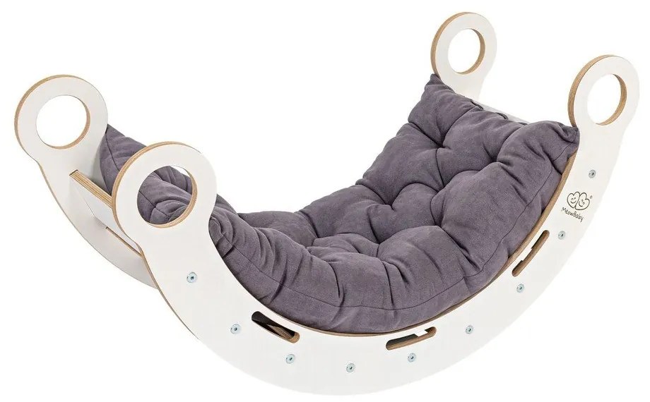 Fehér-szürke borovi fenyő hinta 39x75x38 cm Montessori – Meowbaby