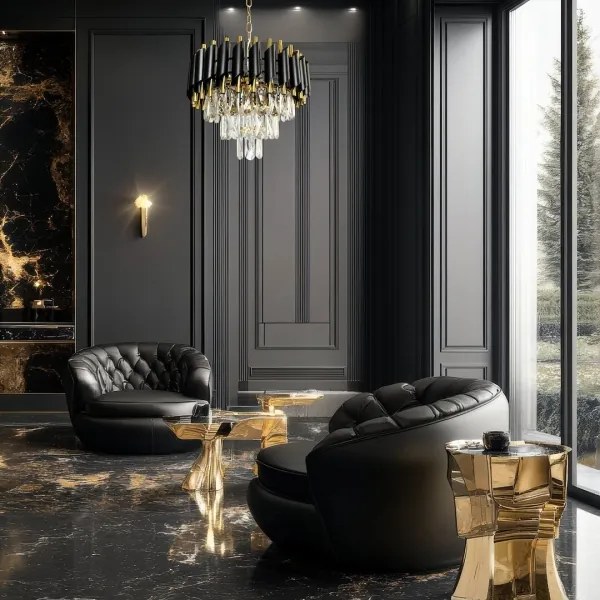 Csillár láncon CRISTAL 5xE14/40W/230V arany/fekete