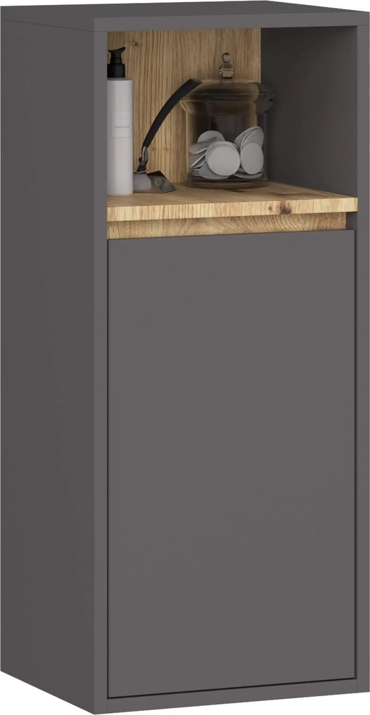 Vami W35 1D1W Fürdőszobai Falis Szekrény Grafit/artisan Akd