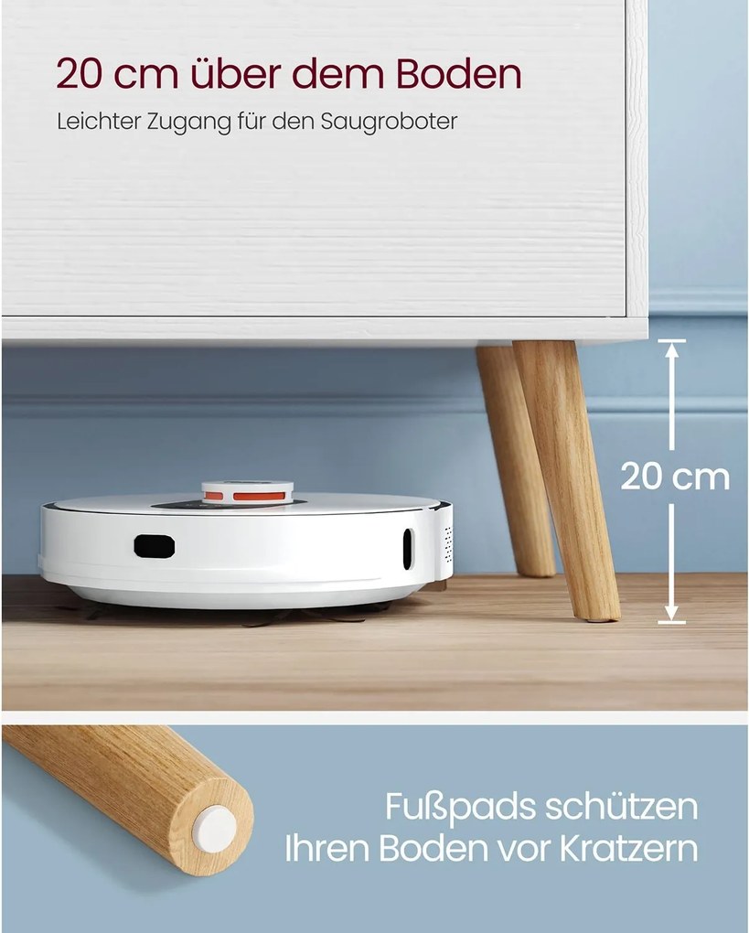 TV-állvány, 120 cm széles TV-szekrény, fehér