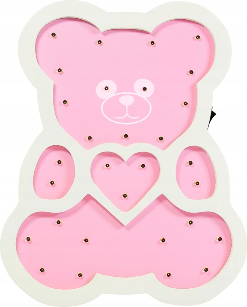 Fa Éjjeli Gyerek Lámpa Led Maci Gyerekeknek 3000K Elemes Rózsaszín