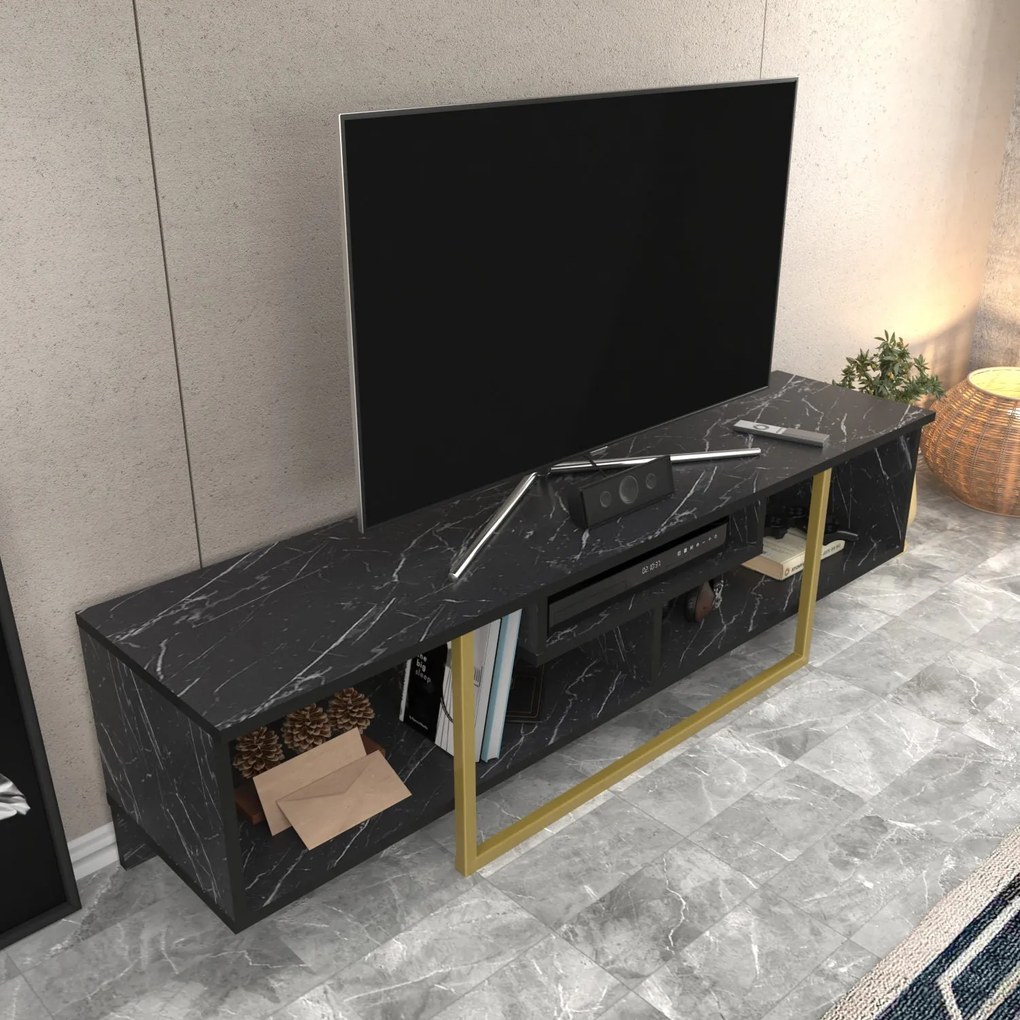 TV szekrény Asal 150 - Black, Gold