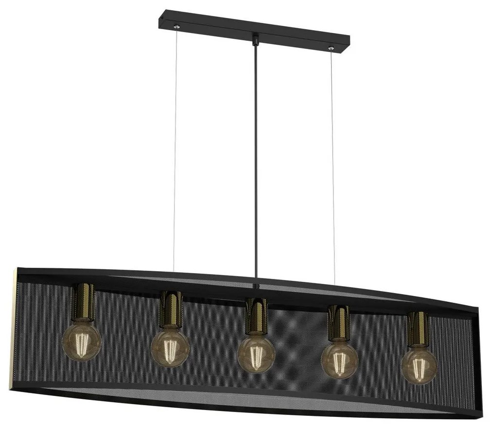 Csillár zsinóron KAGA 5xE27/60W/230V fekete/arany