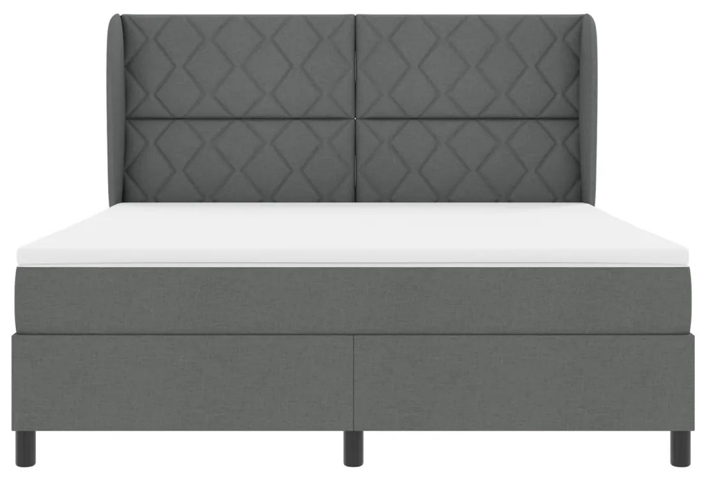 Boxspring Ágy Matrac Kíséretében Sötétszürke Színben, 180x200 cm Szövet