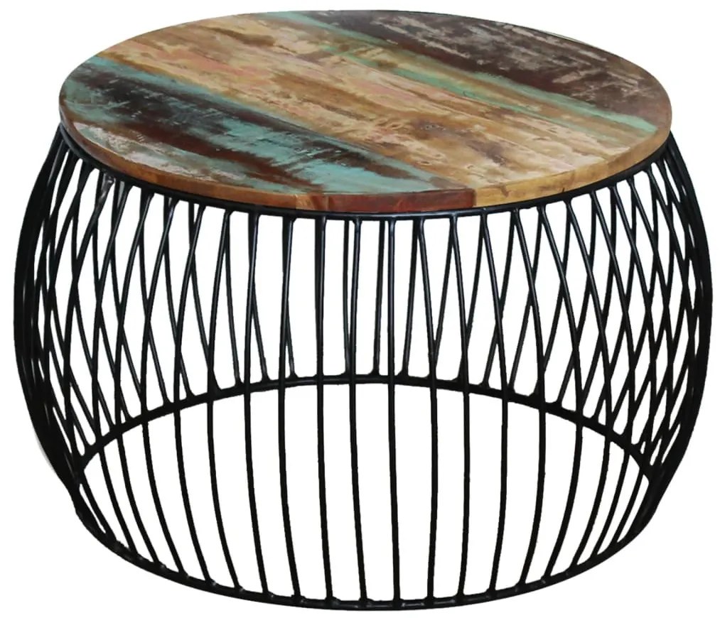 Kerek tömör újrahasznosított fa dohányzóasztal 68 x 37 cm