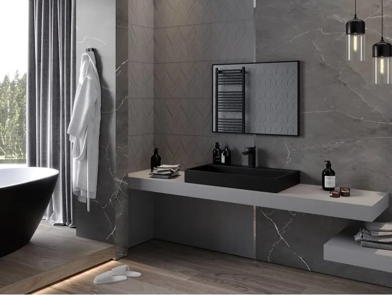 Mexen Loft téglalap alakú fürdőszobai tükör 80 x 60 cm, fekete keret - 9852-080-060-000-70