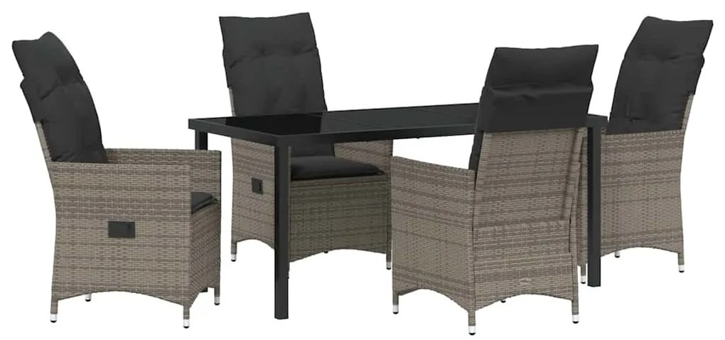 vidaXL Kert étkező szett párnával 5 pcs Szürke polirattan