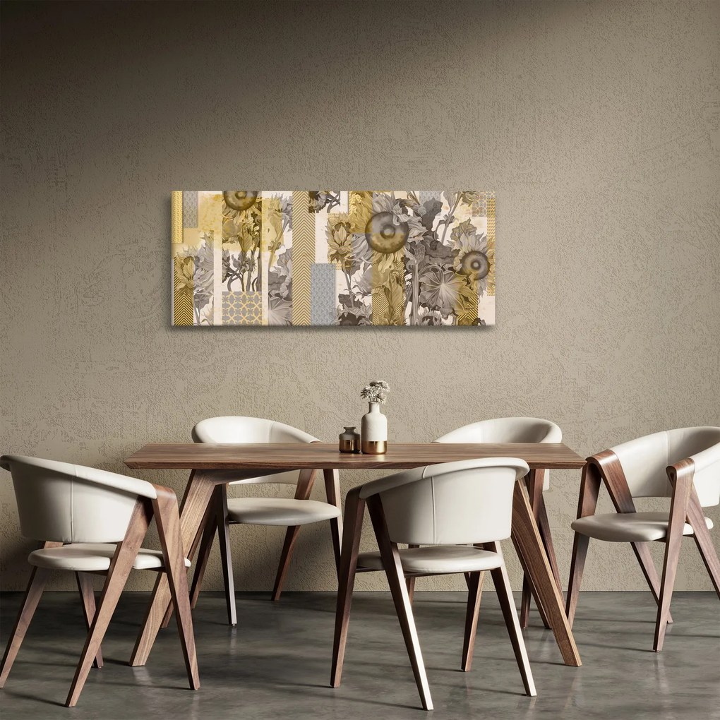 Kép - Kollázs napraforgóval (120x50 cm)