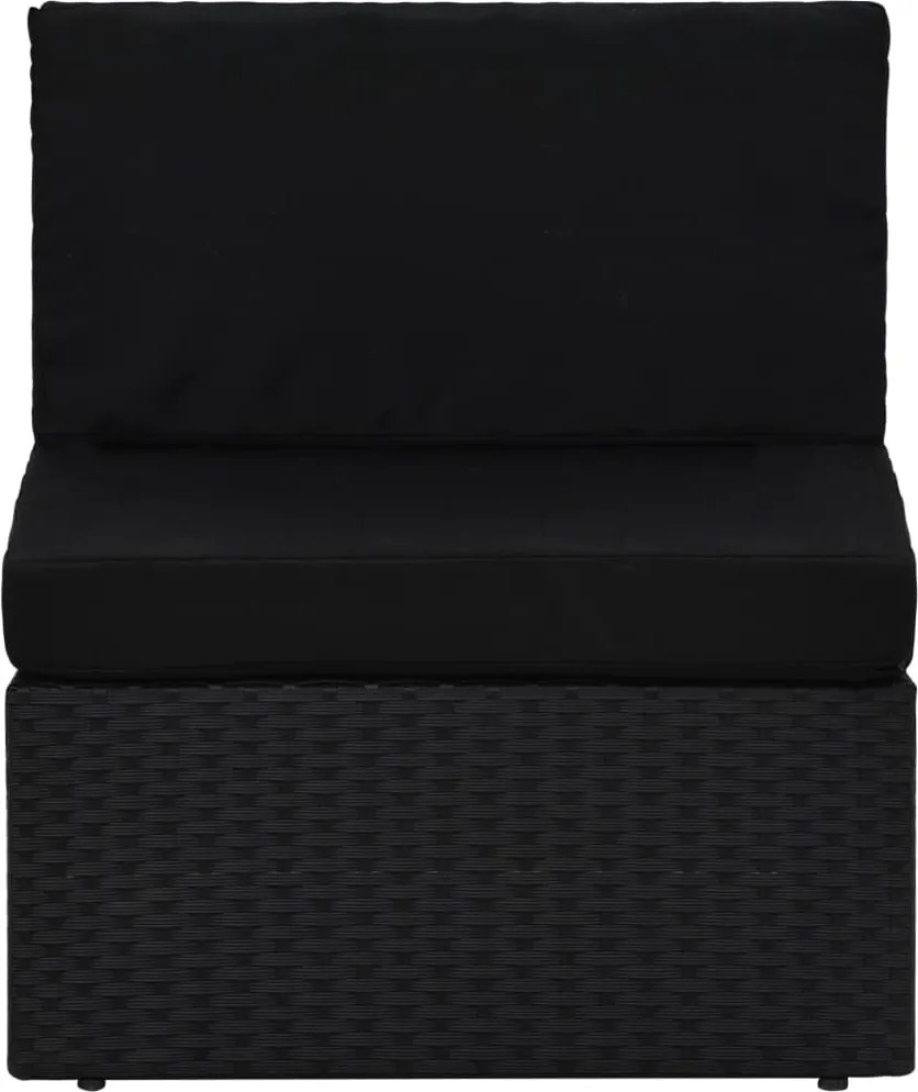 vidaXL fekete polyrattan középső kanapéelem