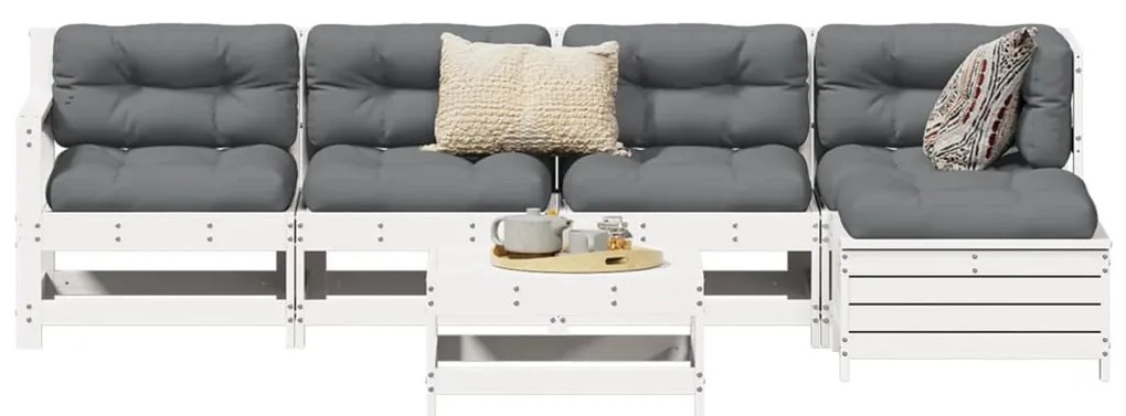 vidaXL 6 részes fehér tömör fenyőfa kerti kanapészett