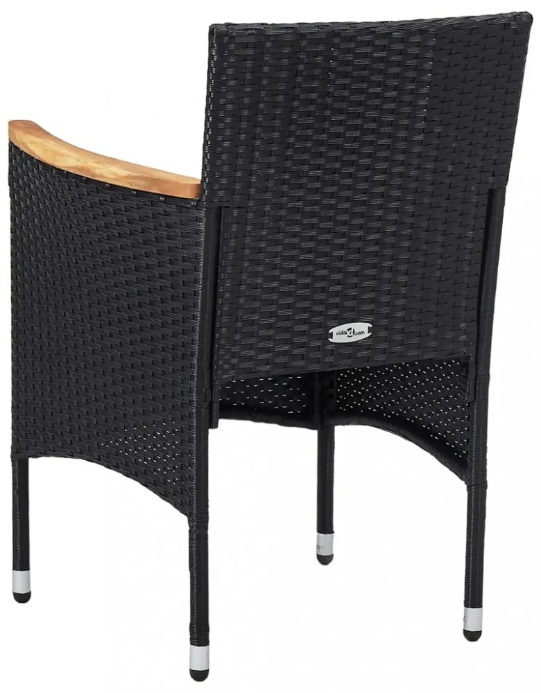 2 db fekete kerti polyrattan étkezőszék
