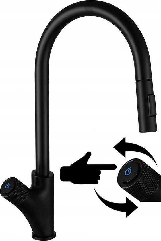 Konyhai Csaptelep Fekete Press Pull-out Mosogatóhoz Q