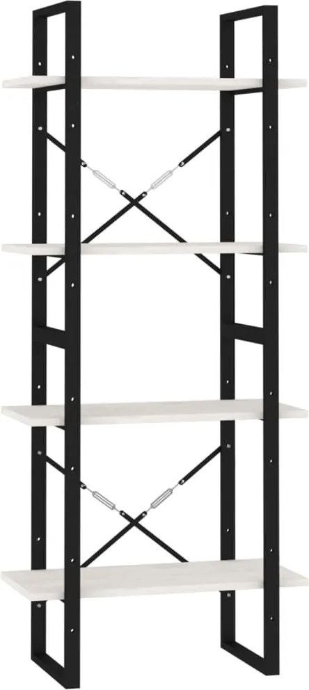 vidaXL négyszintes fehér tömör fenyőfa könyvszekrény 60 x 30 x 140 cm