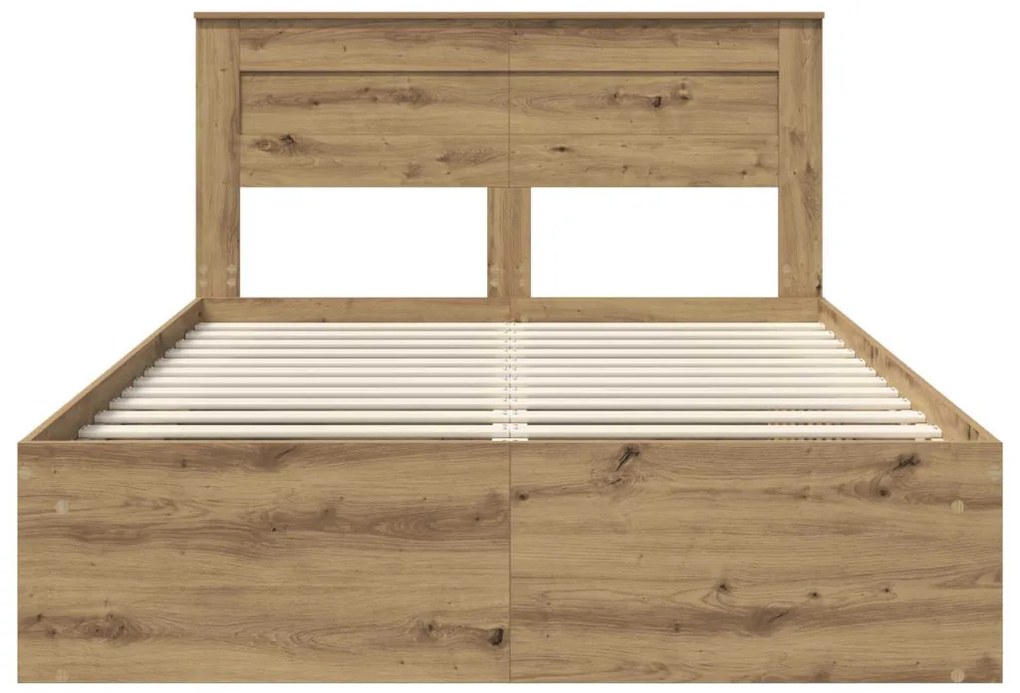 vidaXL Ágykeret matracmal Művészi tölgy 150 x 200 cm Tömör fenyőfa