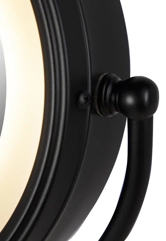 Design fali tükör fekete, beépített LED-del, állítható, IP44, húzózsinórral - Vicino