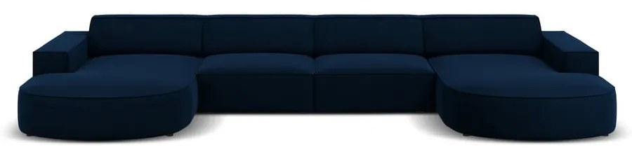 Kék bársony sarokkanapé (U alakú) Jodie - Micadoni Home