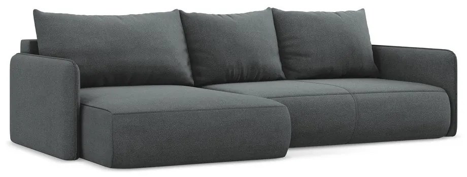 Szürke kinyitható-tárolóhelyes sarokkanapé (bal oldali) Nanea – Makamii