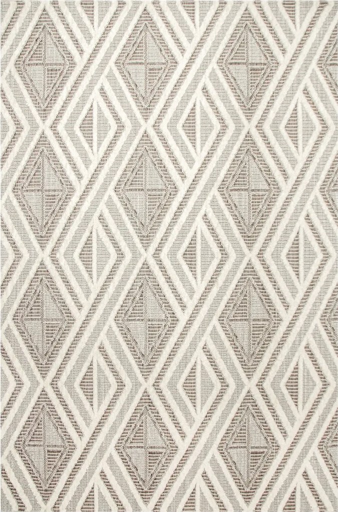 140x190 cm Szőnyeg Angola Grafit Szürke Krém Rombusz Háromszögek Cikk-cakk Boho