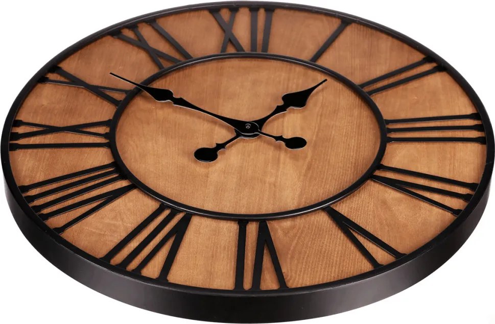 Falióra – 60 cm átmérő, fém és MDF kőris furnérral