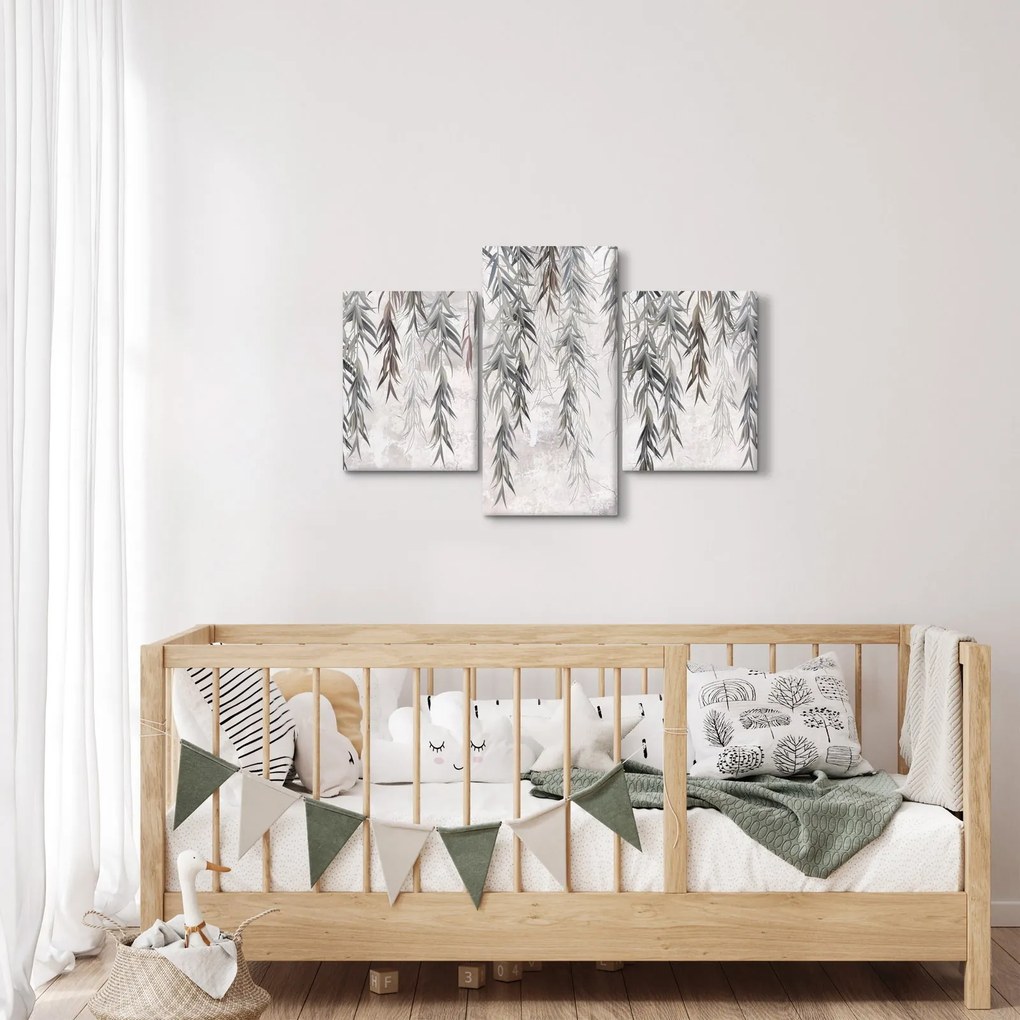 Kép - Fűzfa gallyak szürke vakolatban (90x60 cm)