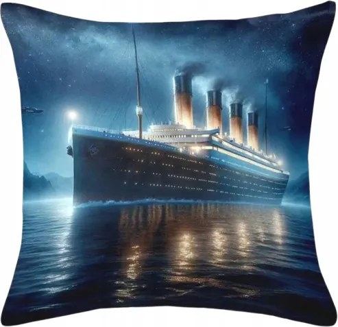 Párnahuzat Titanic Párnahuzat Hajó Tenger Bársony Velúr Párnahuzat 45x45