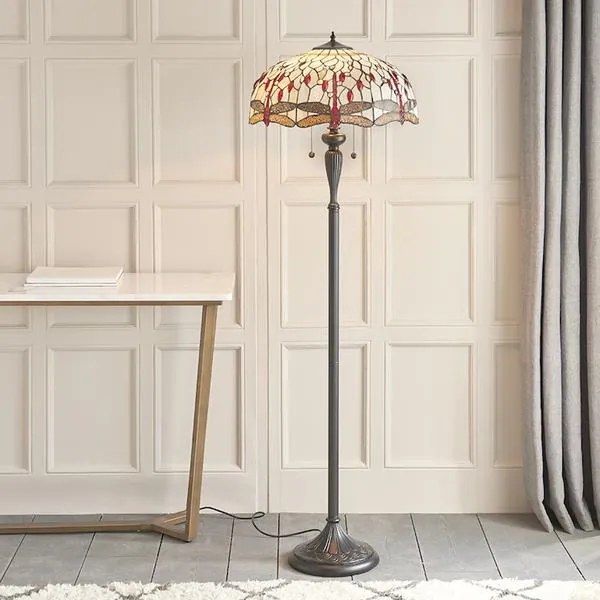 Endon klasszikus tiffany állólámpa dragonfly beige sötétbarna sokszínű end70940