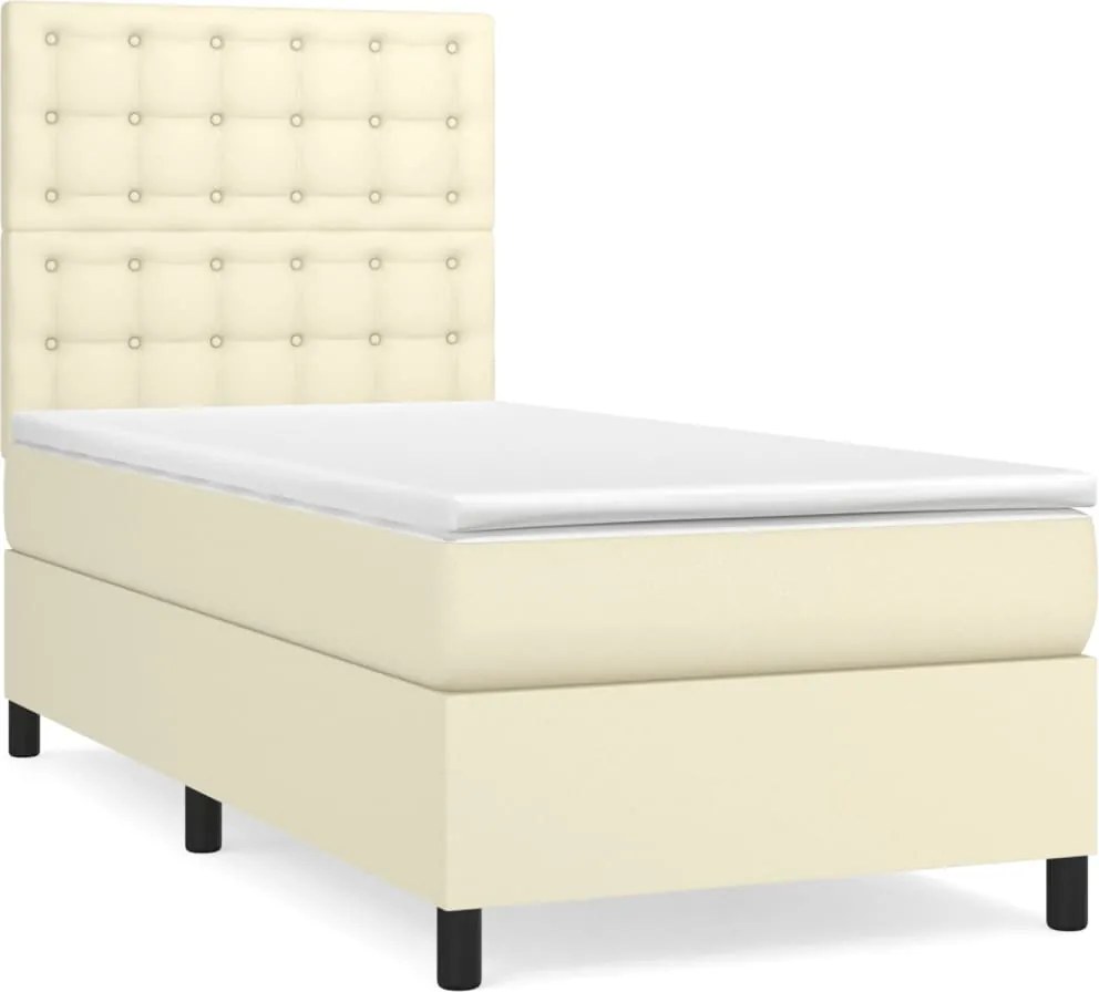 vidaXL krémszínű műbőr rugós ágy matraccal 100 x 200 cm